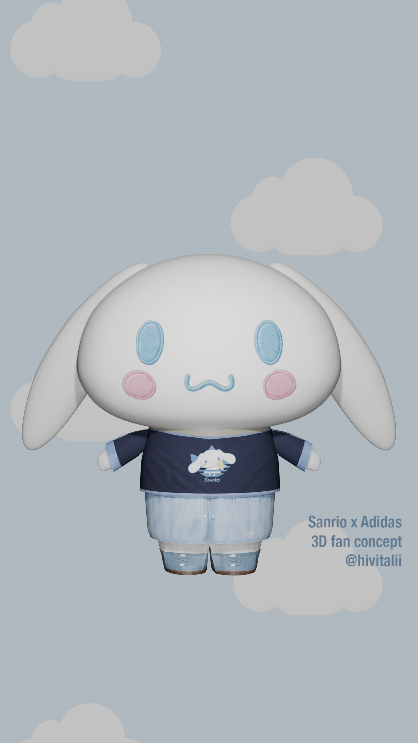 Final Cinnamoroll x Adidas fan concept render with pastel sporty outfit